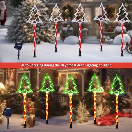 Solar Christmas Tree Pathway Lights Outdoor Decorations (10 Count)