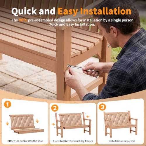 2 Person Outdoor Bench with 700 Lbs Weight Capacity