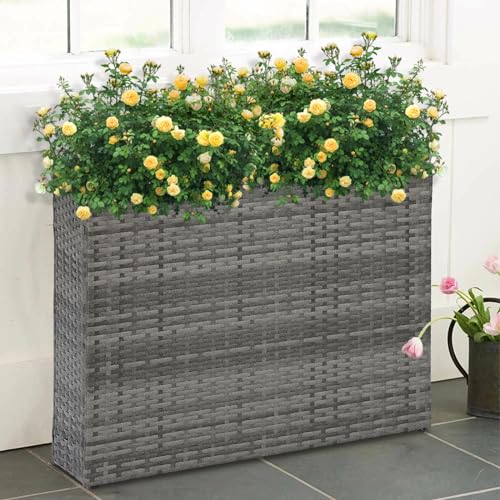 Large Rectangular Planter for Outdoor Rattan Block Box 32x11x24''