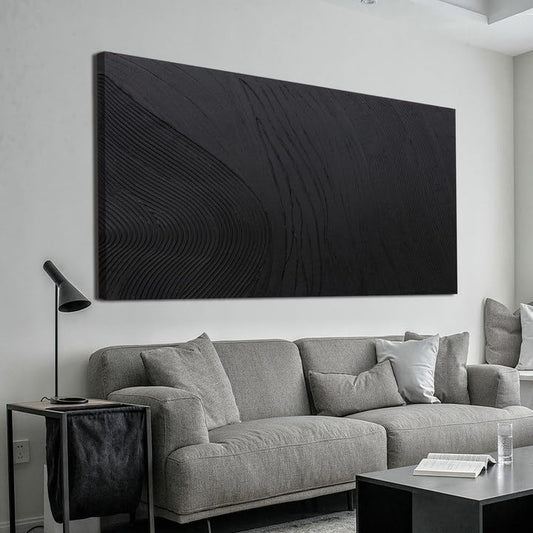 Black Wall Art Decor Canvas Art Wall Decor Black Silence Wall Art Painting Decorations Artwork Wall Art Prints Modern Textured Wall Art for Living Room 20"X40" for Room Bedroom Office Decor