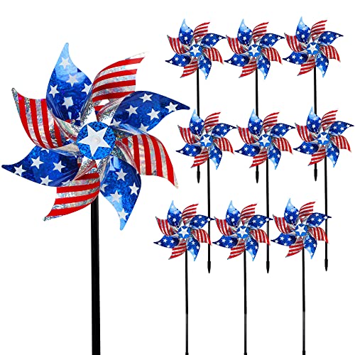 10 Pack Reflective Pinwheels Patriotic Decorations (10 Count)