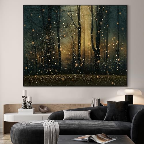 60"x72" Extra Large Framed Wall Art Magical Firefly Forest at Twilight