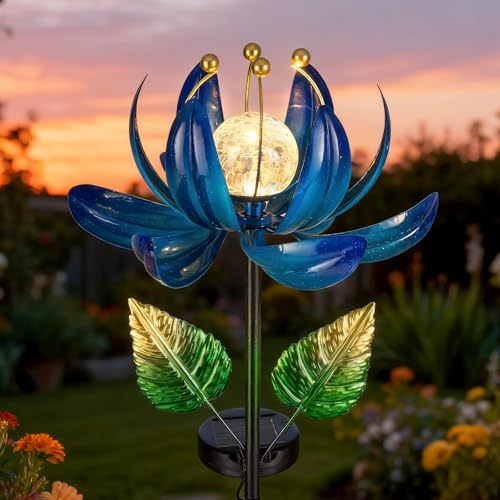 Solar Garden Lights Metal Flower Decor