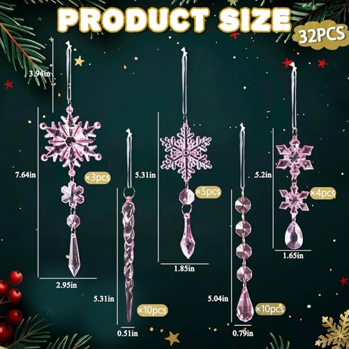 Crystal Christmas Tree Ornaments (32 Count)