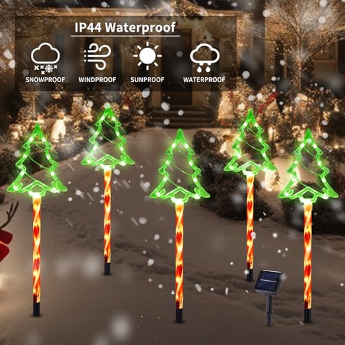 Solar Christmas Tree Pathway Lights Outdoor Decorations