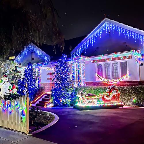 Blue Christmas Lights Outdoor 66ft 640LED Icicle Lights for Outside House