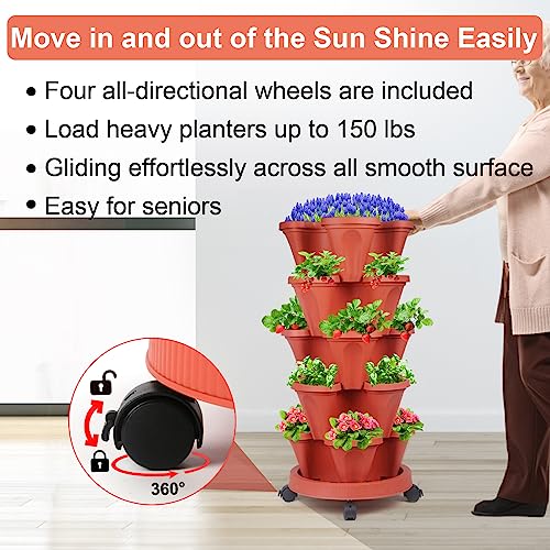 Stackable Planters 5 Tier Vertical Garden Planting Tower Planters Strawberry