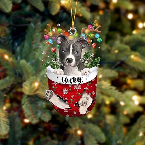 Blue Nose Pitbull Dog Christmas Ornament