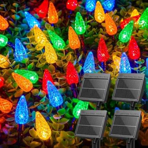 4 Pack Solar Operated C6 Strawberry String Lights
