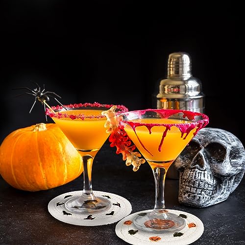 4 Pack Halloween Handmade Braided Drink Coasters Black Orange Pumpkins Witch Hats Absorbent Cotton Cup Coasters Heat Resistant Cup Mats for Halloween Home Kitchen Office Table Decor (4 Count)