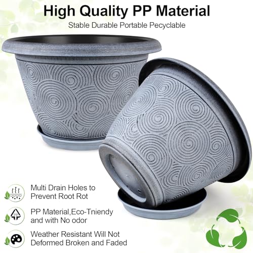 10 Inch Flower Pots Planters for Indoor Outdoor Plants (3 Count)