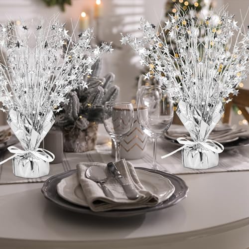 18 Pcs Silver Foil Spray Centerpiece Table Decoration for Wedding