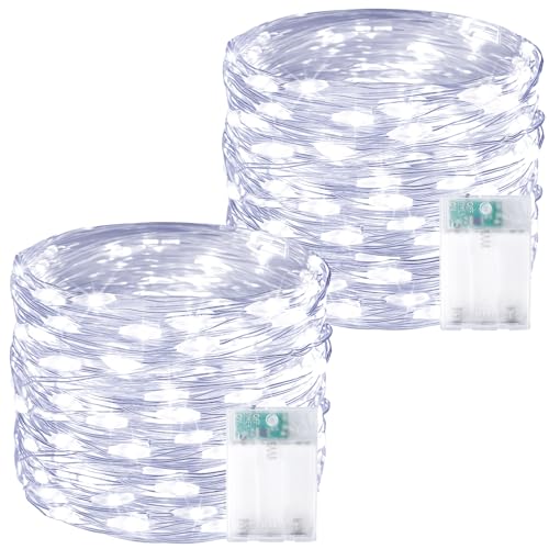 2 Pack 60 LED Fairy Lights Battery Operated with Timer