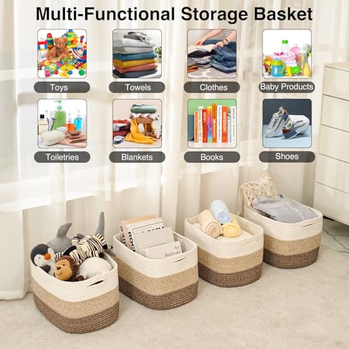 Storage Baskets for Organizing & Shelves (4 Count)