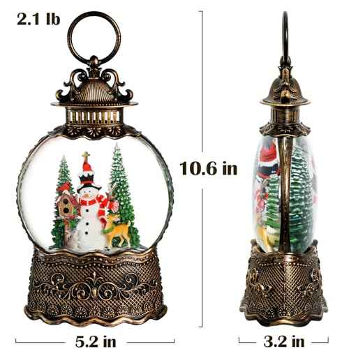 Snowman Snow Globe Christmas Decorations Indoor Deer Cardinal Snowman Gifts Classic Relief Texture Musical Glitter Snowfall USB