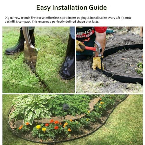 Anleolife 20ft Flexible Plastic Landscape Edging Coil with 6 Stakes