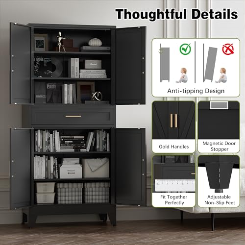 71" Tall Metal Storage Cabinet with 4 Doors and 4 Adjustable Shelves
