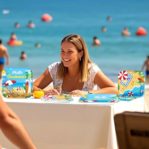 200Pcs Beach Party Supplies Hello Summer Party Plates Serves 50 (200 Count)
