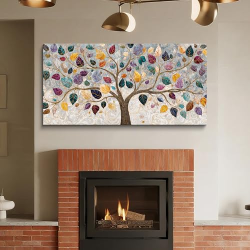 Colorful Boho Wall Art Prints Tree Of Life Canvas Art Wall Decor 24"×48"