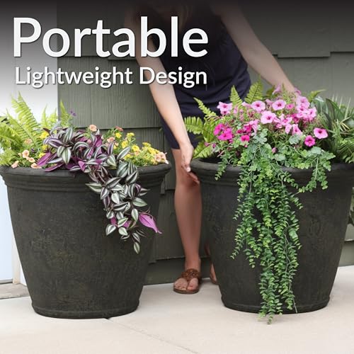 Sunnydaze Anjelica 24'' Large Plastic Planter Pot for Plants