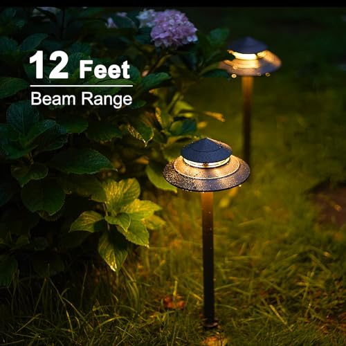 Pathway Lights Kits 3W LED 8PK Outdoor Low Voltage Landscape Lighting 180 Lumen Hardwired 2 Tier Pagoda Path Light 3000K Warm White Metal 12V Electric Sidewalk Walkway Lights with Connectors (8 Count)