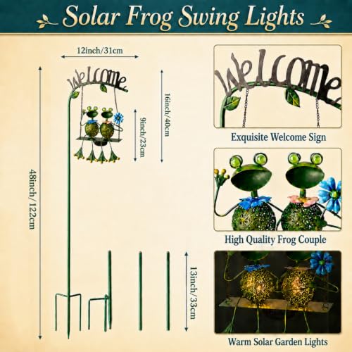 Solar Frog Garden Stake Lights Outdoor Waterproof
