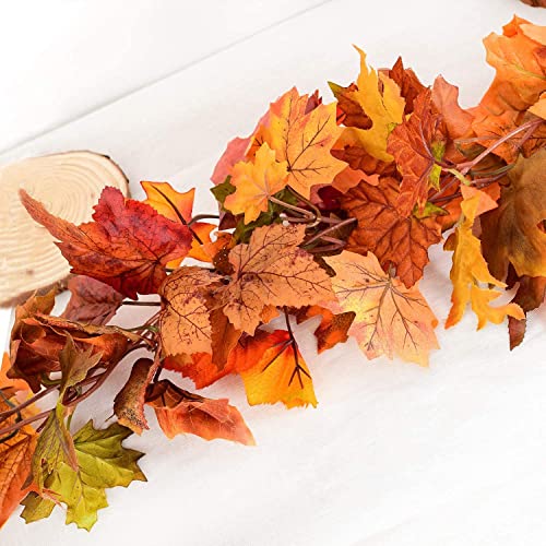 4 Pack Fall Maple Leaf Garland Artificial Maple Garland (17.7 Foot)