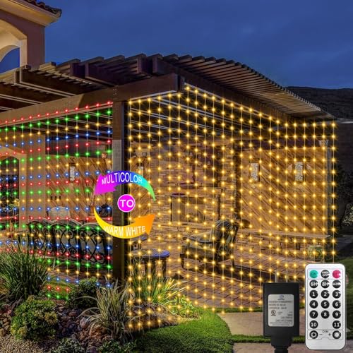 10x10Ft Curtain Lights 300 LED Dual Color Changing Lights with Timer Remote (300 Count)