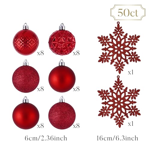 50ct Christmas Tree Decorations Ball Ornaments 2.36 Inches (50 Count)