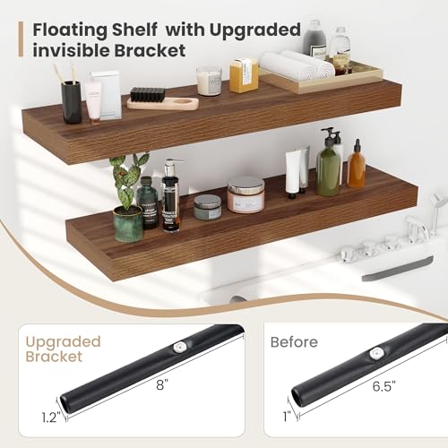 36 x 12 Deep Floating Shelves Wall Mounted Set of 2 Walnut (2 Count)