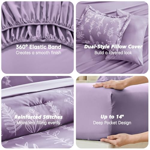 Grayish Purple Bed in a Bag King 7 Pieces