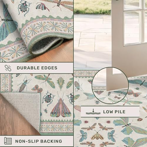 Green Butterfly Area Rug 9x12 for Living Room (108 Sq Ft)
