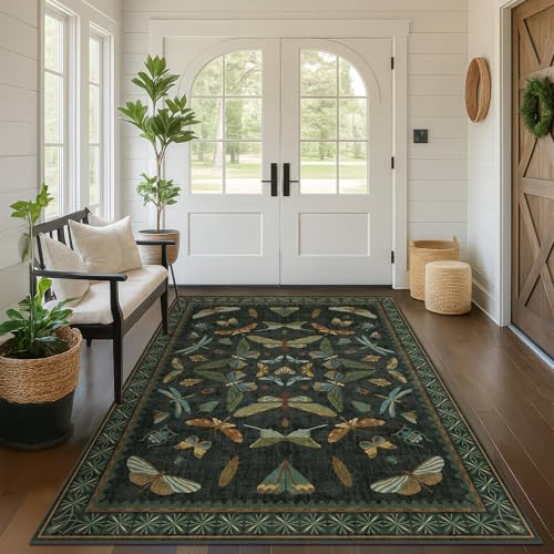 Dark Green Area Rugs 5x7 for Living Room (35 Sq Ft)