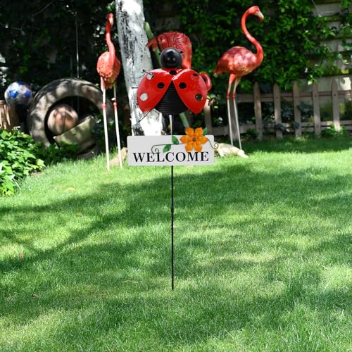 30" H Metal Ladybug Garden Stake