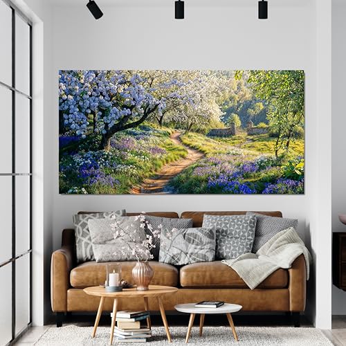 Flower Tree Landscape Wall Art Print Green Wall Art For Living Room 20"x40"