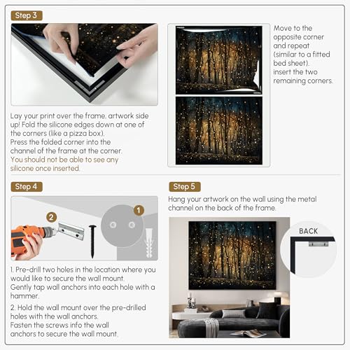 46"x60" Extra Large Framed Wall Art Magical Firefly Night Forest
