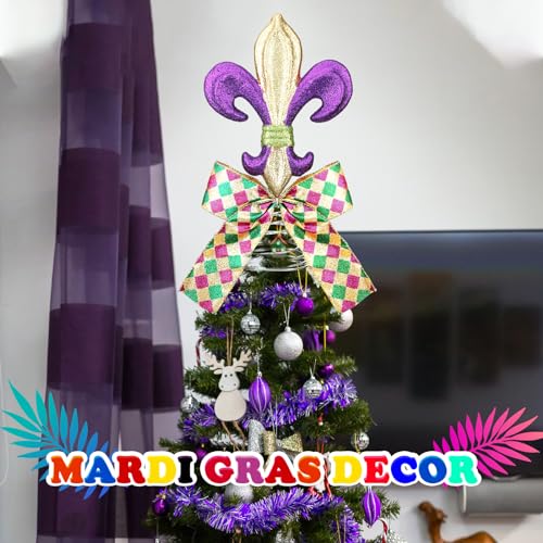 11.8" Mardi Gras Tree Topper Mardi Gras Fleur