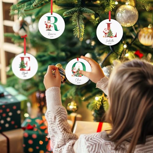 Personalized Christmas Ornaments 2025 Wood Custom Name Date Initial A