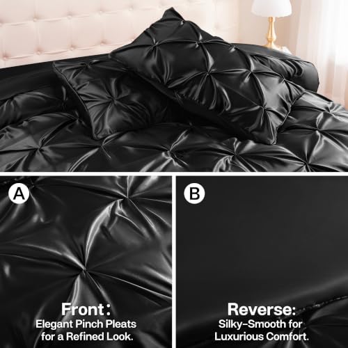 Satin Full Size Comforter Set Black