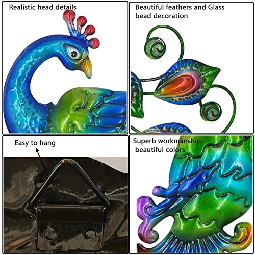 Metal Peacock Bird Wall Decor Outdoor Wall art (2 Count)