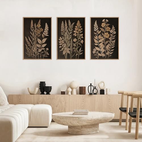 Vintage Botanical Fern Framed Canvas Wall Art Set