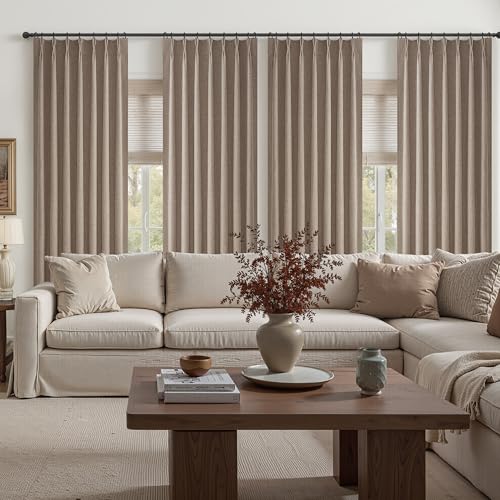 Dark Flax 54 Inches Long 100% Blackout Small Curtains for Bay Window (2 Count)