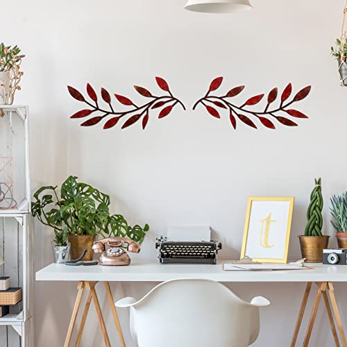2 Pcs Metal Leaf Wall Art Vine Branch Decor (2 Count)