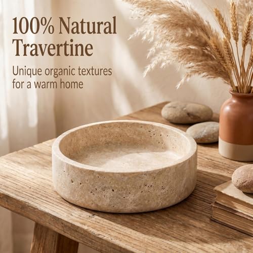 Natural Travertine Decorative Bowl 8"