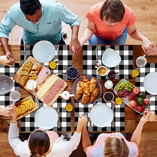Black and White Plastic Placemats Set of 6 Plaid Table mats 17×13×0.04in (6 Count)