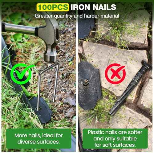 4in Tall 66ft Landscape Edging Kit with 100pcs Metal Spikes (66 Foot)