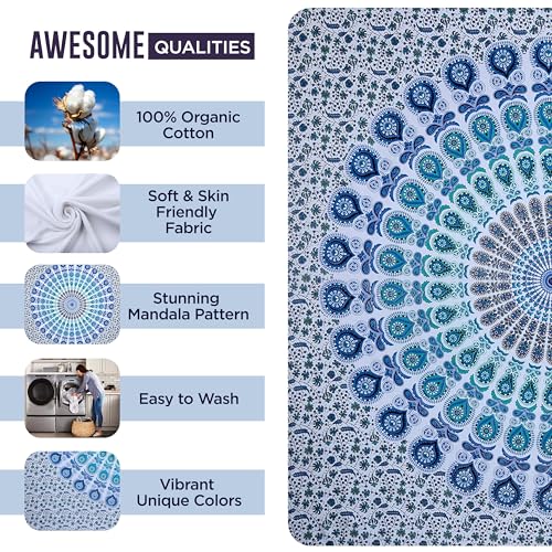 White Blue Tapestry