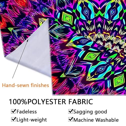 Blacklight Mandala Tapestry for Bedroom