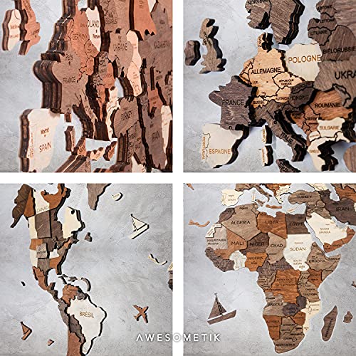 Handmade 3D Wood World Map Wall Art Large Wall Decor Track Your World Travels