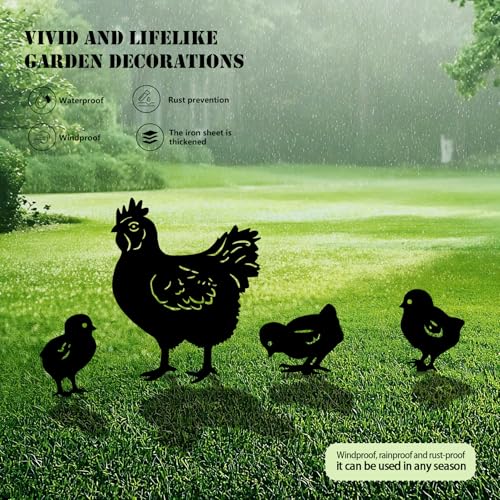 5 Pack Chicken Metal Garden Decorative Stakes (5 Count)